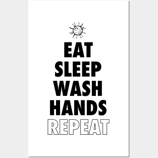 Virus Cleanliness Shirt - Eat Sleep Wash Hands Repeat Posters and Art